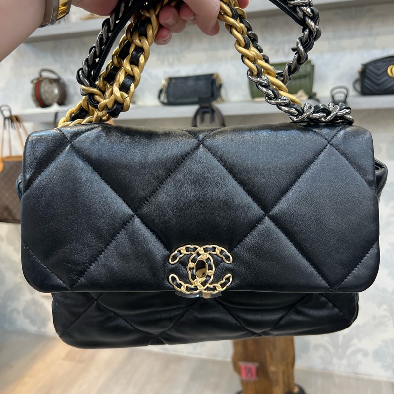 香奈兒19包30公分黑金-5