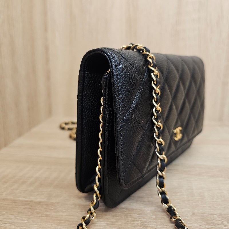 [晶片款品況新❣️] Chanel黑荔枝皮金釦WOC斜背包-2