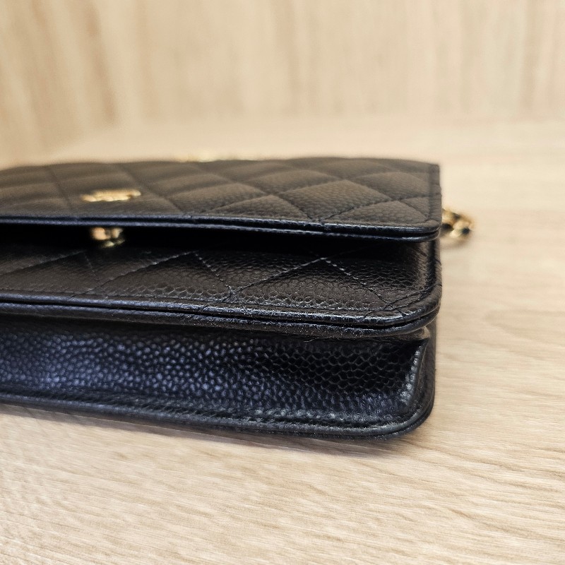 [晶片款品況新❣️] Chanel黑荔枝皮金釦WOC斜背包-7