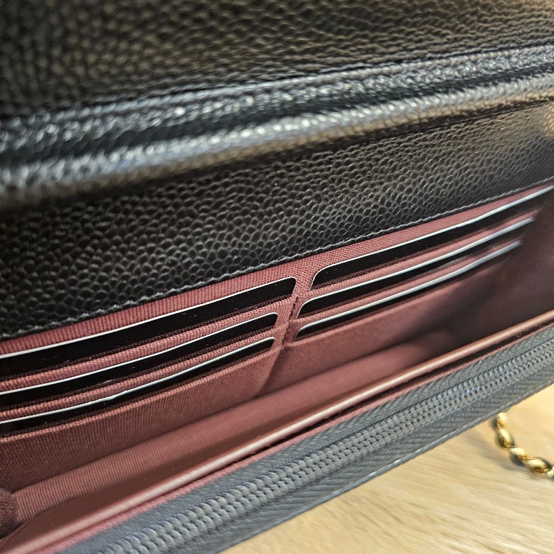 [晶片款品況新❣️] Chanel黑荔枝皮金釦WOC斜背包-12