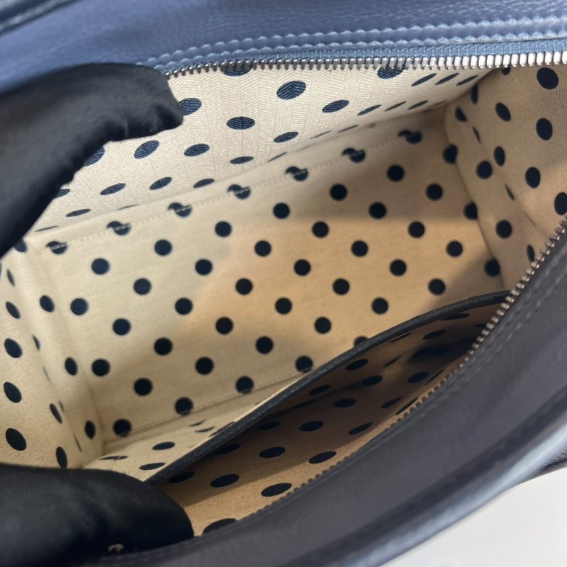 LOEWE 藍黑拚色皮革手提斜跨包-5