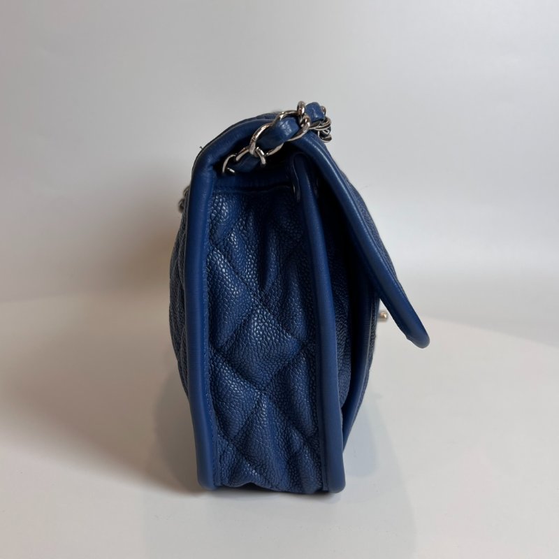 CHANEL 15開 深藍銀荔枝皮機場包-2