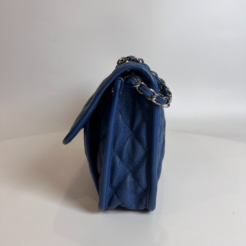 CHANEL 15開 深藍銀荔枝皮機場包-3