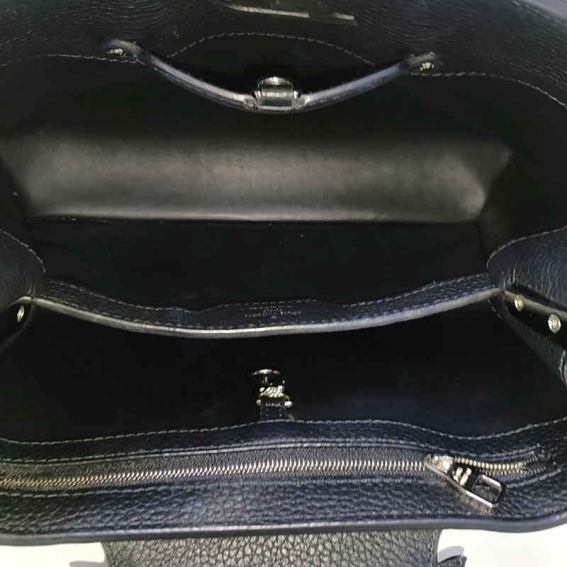 LOUIS VUITTON ARTYCAPUCINES黑色牛皮印花鉚釘斜挎包 金色五金 可拆卸肩帶-6