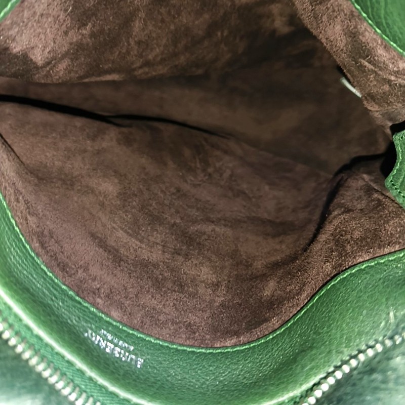 BURBERRY綠色皮草單肩包手提包手拿包 銀色五金 可拆卸肩帶-6