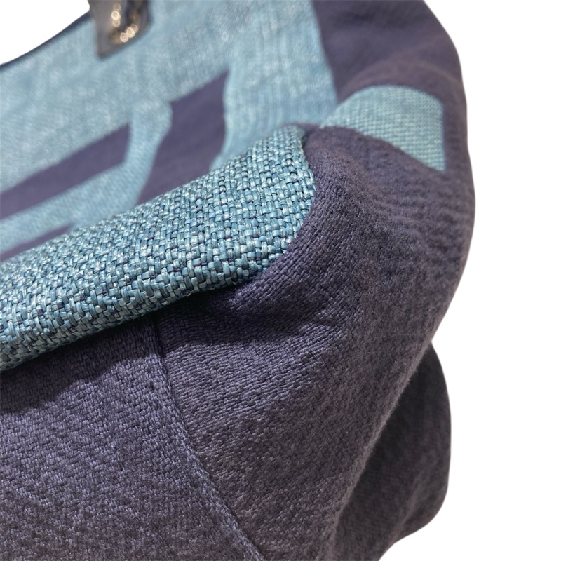 CHANEL 香奈兒 牛仔托特包 棉/麻 藍色 銀釦-9