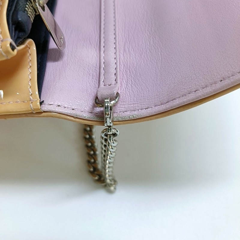 DIOR Diorama 裸粉色漆皮手提包 銀色五金 可拆卸肩帶-12