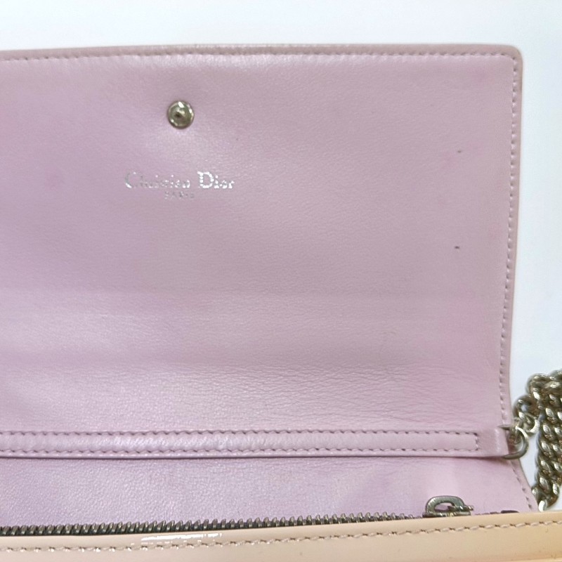 DIOR Diorama 裸粉色漆皮手提包 銀色五金 可拆卸肩帶-15