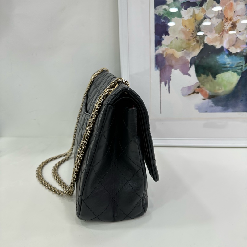 Chanel香奈兒2.55黑色鏈條包 大號15開 原始成色 無卡-4