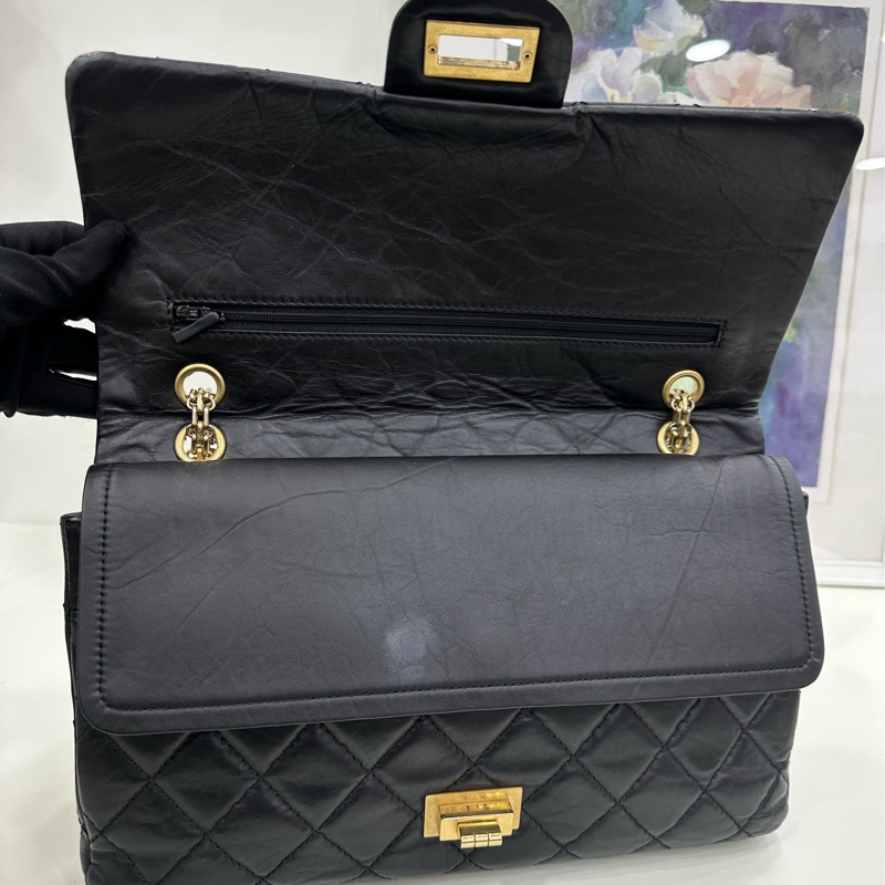Chanel香奈兒2.55黑色鏈條包 大號15開 原始成色 無卡-6