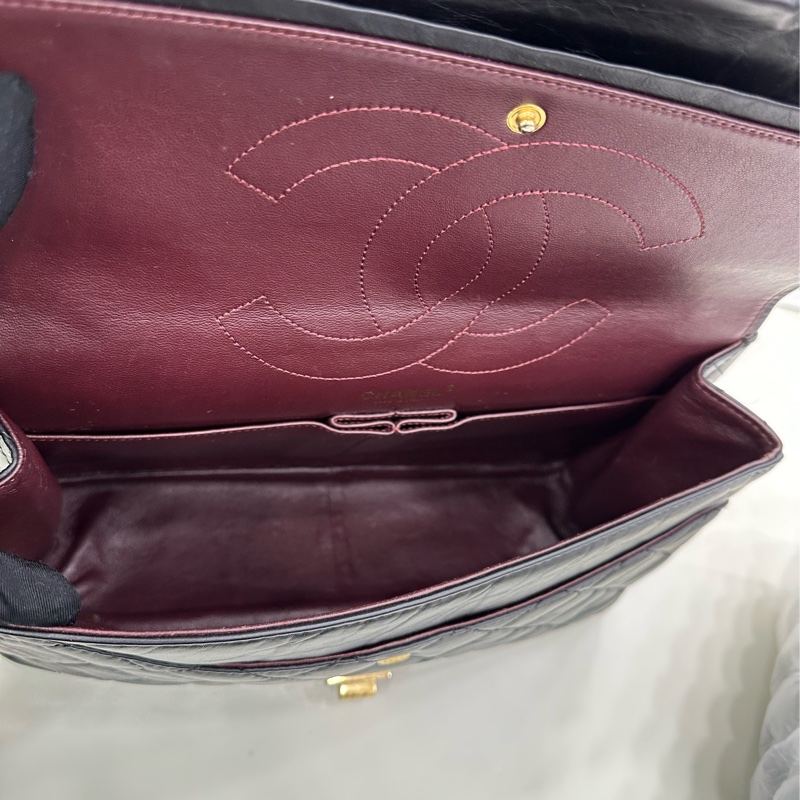 Chanel香奈兒2.55黑色鏈條包 大號15開 原始成色 無卡-7