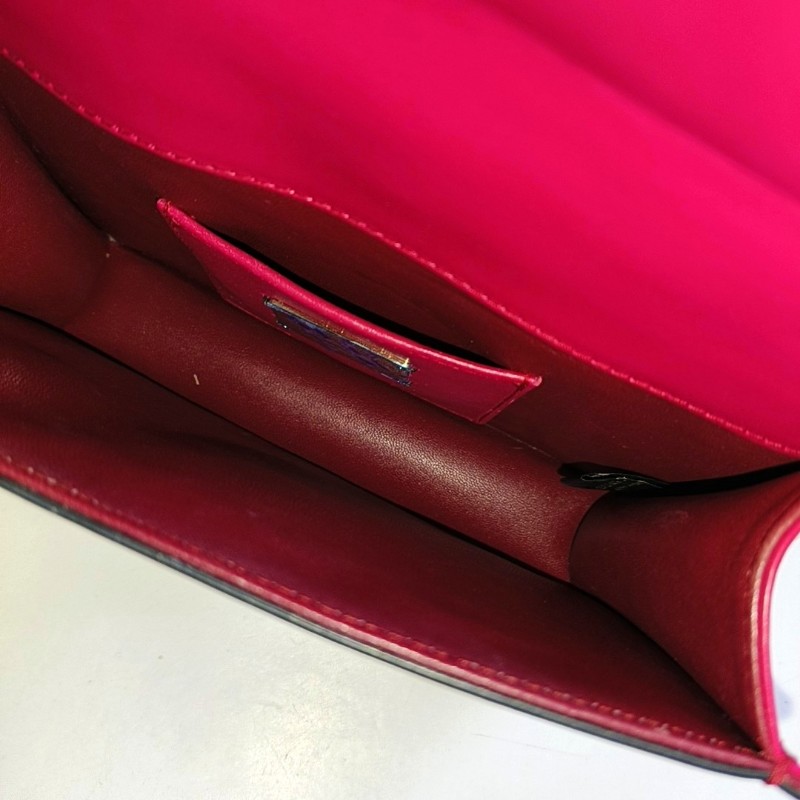 BVLGARI SERPENTI FOREVER 玫紅色牛皮蛇頭鑲嵌單肩包 金色五金-6