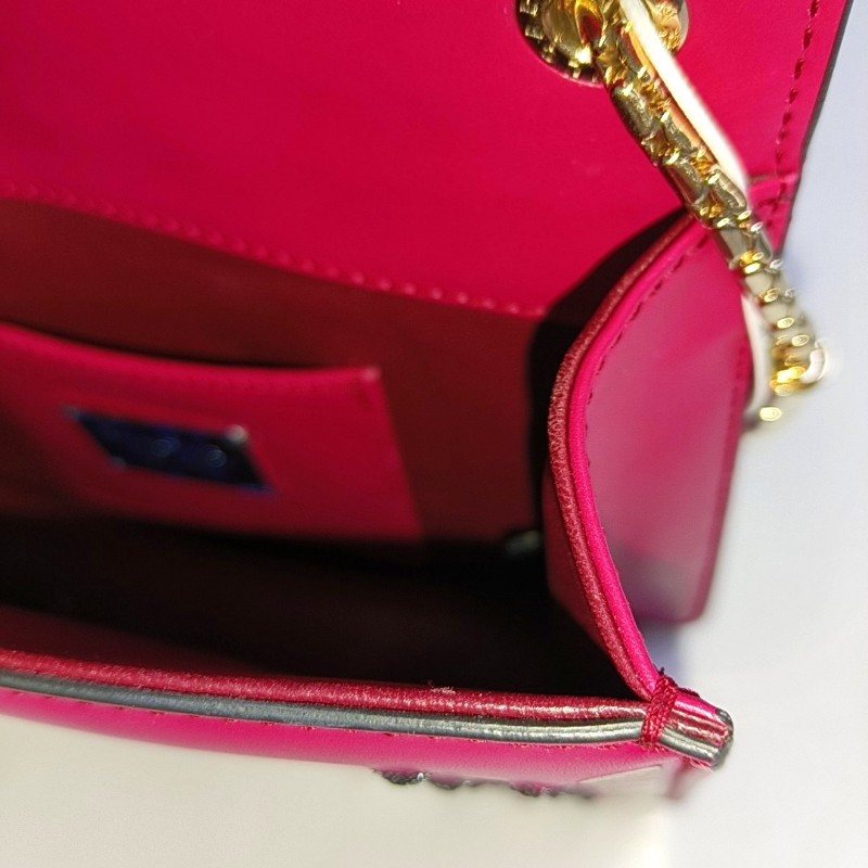 BVLGARI SERPENTI FOREVER 玫紅色牛皮蛇頭鑲嵌單肩包 金色五金-13