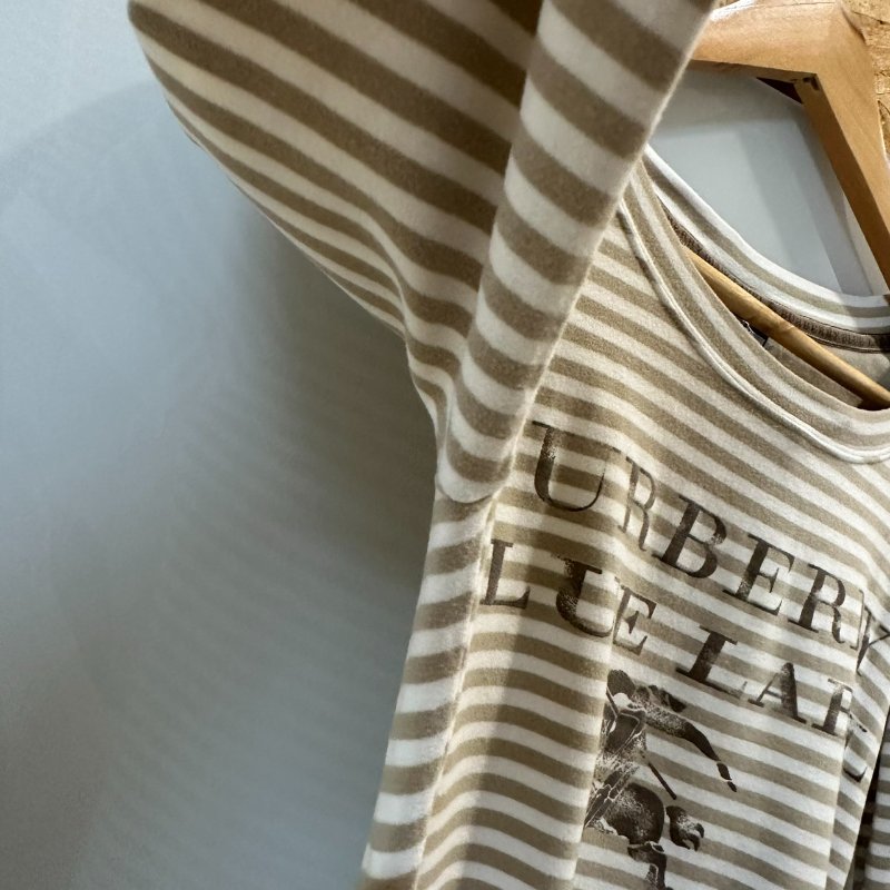 【美收精品】BURBERY 米白色條紋長袖上衣 4-206【隔月月中將轉賣至日本 上架期限30天】-6