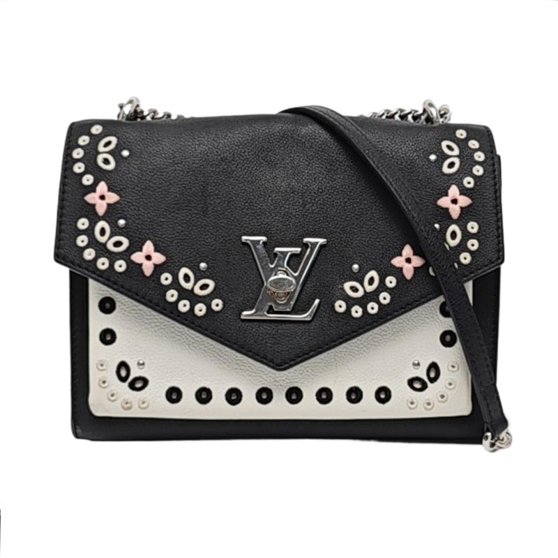 LOUIS VUITTON LOCKME BB 黑色牛皮刺繡單肩包斜挎包 銀色五金-0