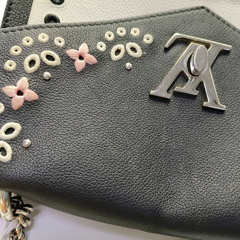 LOUIS VUITTON LOCKME BB 黑色牛皮刺繡單肩包斜挎包 銀色五金-7