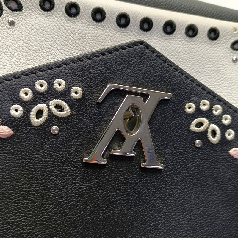 LOUIS VUITTON LOCKME BB 黑色牛皮刺繡單肩包斜挎包 銀色五金-8