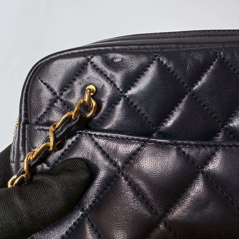 Chanel 金鍊深藍皮菱格長肩側包-24