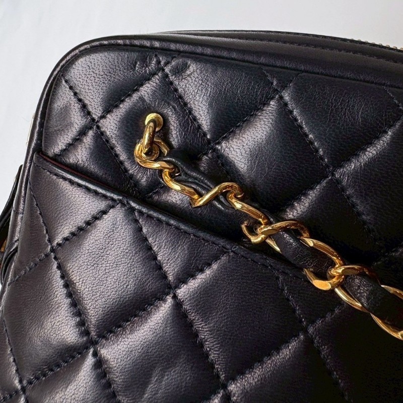 Chanel 金鍊深藍皮菱格長肩側包-25