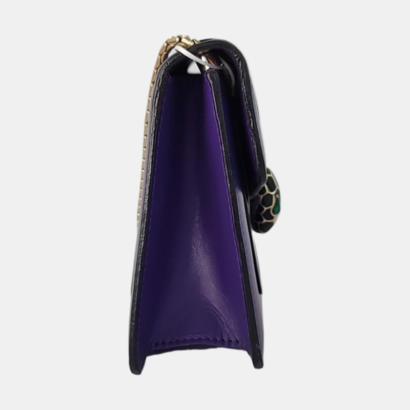 BVLGARI SERPENTI FOREVER 小號 紫色牛皮蛇頭絎縫蛇頭包單肩包斜挎包 金色黑色白色綠色五金-3