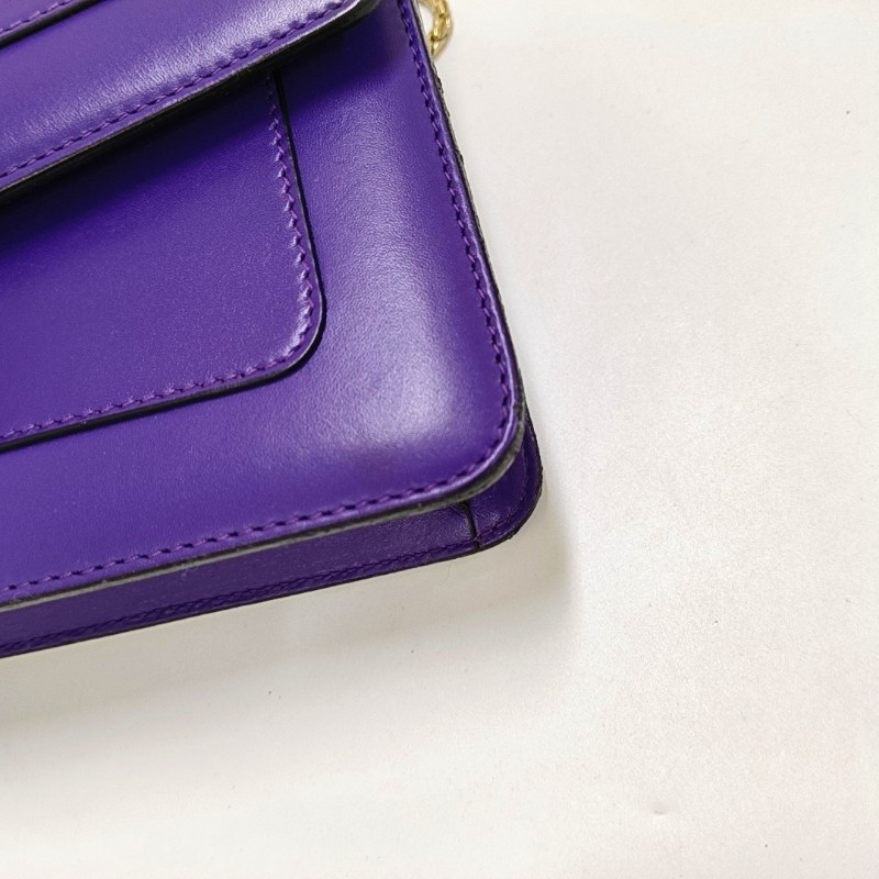 BVLGARI SERPENTI FOREVER 小號 紫色牛皮蛇頭絎縫蛇頭包單肩包斜挎包 金色黑色白色綠色五金-15