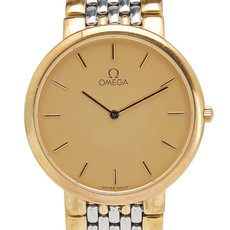 歐米茄 (OMEGA) Deville 男士石英腕錶，金色錶盤，鍍不鏽鋼-0