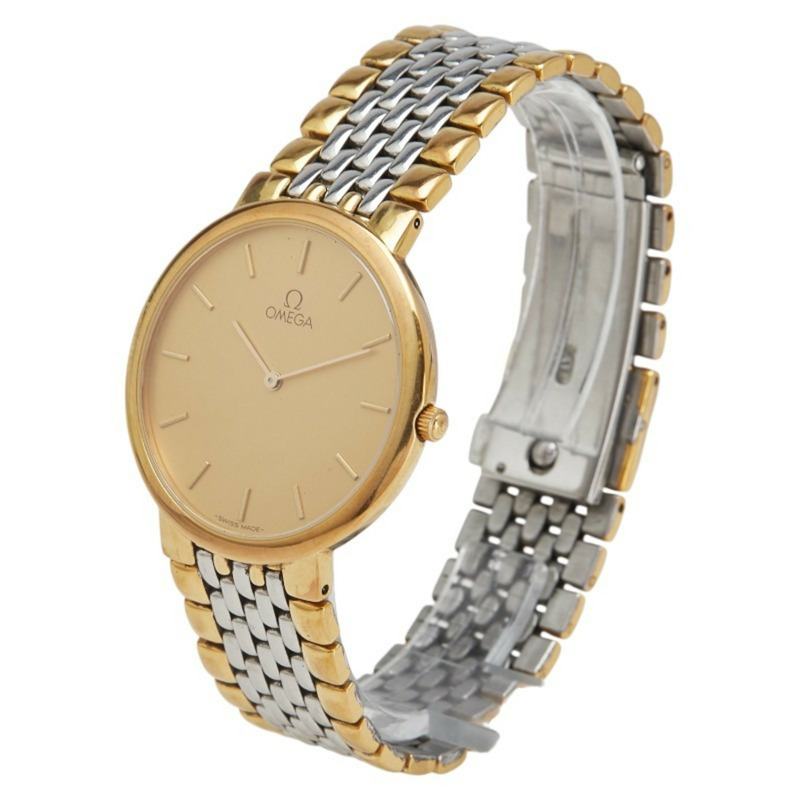 歐米茄 (OMEGA) Deville 男士石英腕錶，金色錶盤，鍍不鏽鋼-1