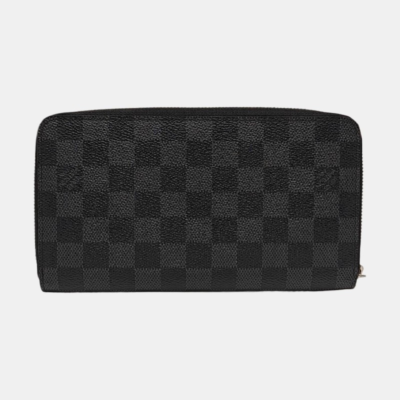 LOUIS VUITTON 灰色塗層帆布棋盤格錢包 銀色五金-4