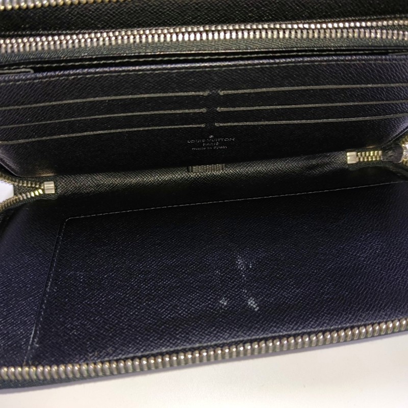 LOUIS VUITTON 灰色塗層帆布棋盤格錢包 銀色五金-6