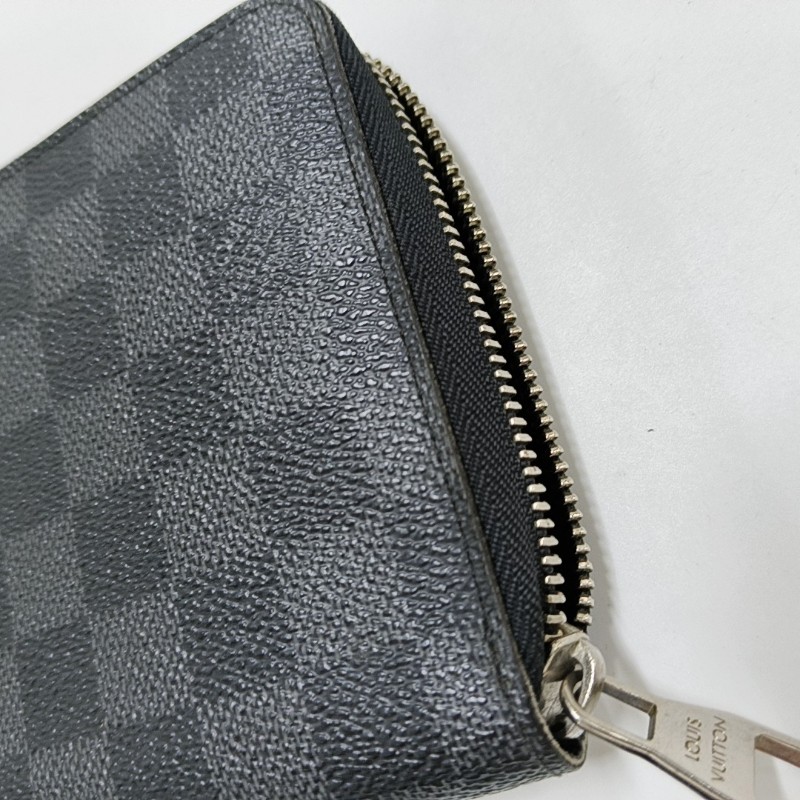 LOUIS VUITTON 灰色塗層帆布棋盤格錢包 銀色五金-8