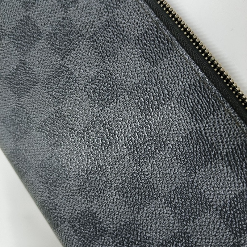 LOUIS VUITTON 灰色塗層帆布棋盤格錢包 銀色五金-10