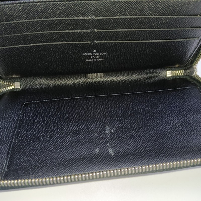 LOUIS VUITTON 灰色塗層帆布棋盤格錢包 銀色五金-12