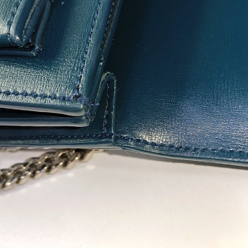 YSL SUNSET 中號 深綠色牛皮日落包單肩包斜挎包 銀色五金-7