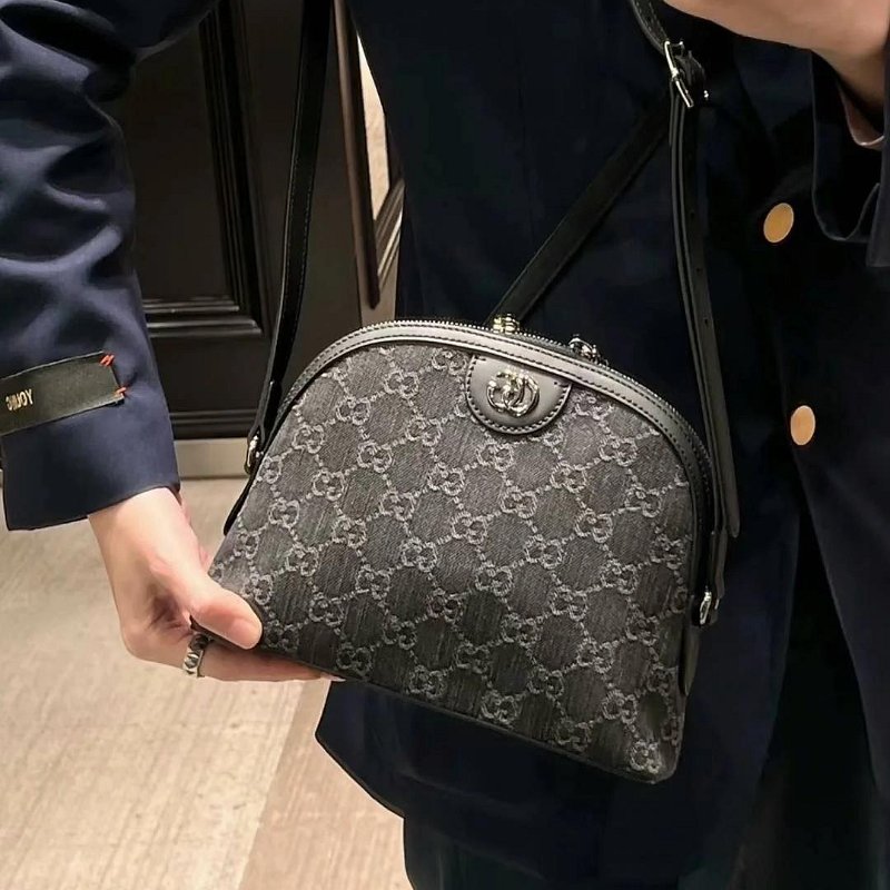 GUCCI 古馳 GG Ophidia 雙G 牛仔布 肩背包 半月包 貝殼包 499621 原價63300-2