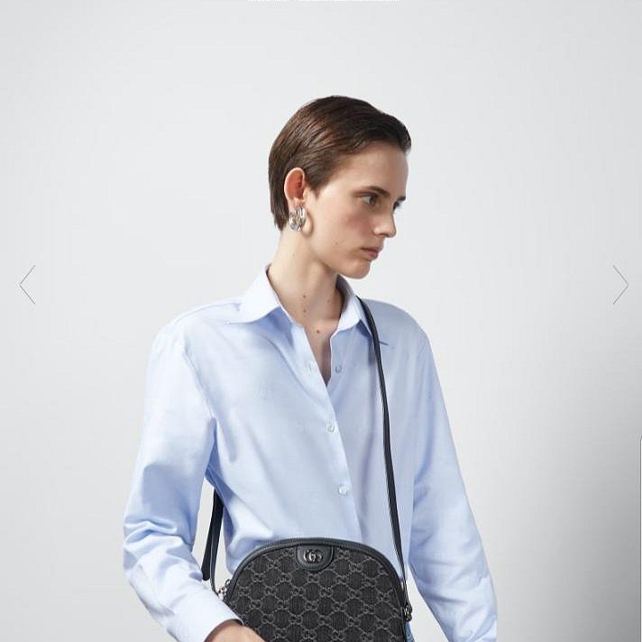 GUCCI 古馳 GG Ophidia 雙G 牛仔布 肩背包 半月包 貝殼包 499621 原價63300-3