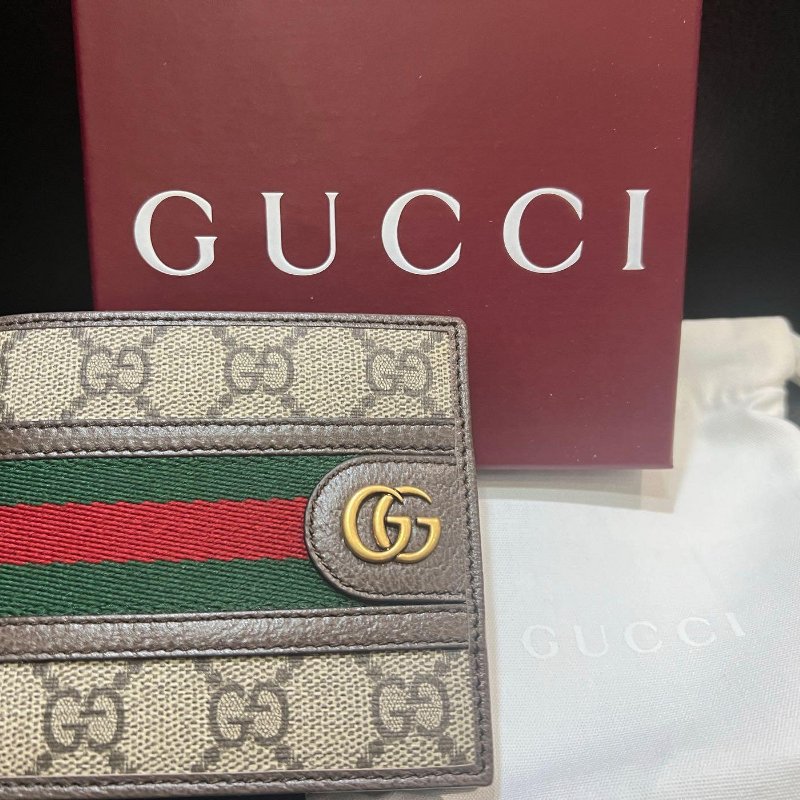 GUCCI 古馳 老花 錢包 短夾 零錢袋 597609-0