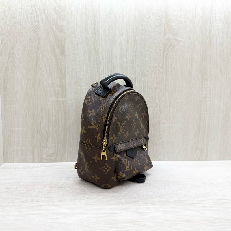 LV原花拼黑色皮革Palm Springs Mini小書包M44873-3