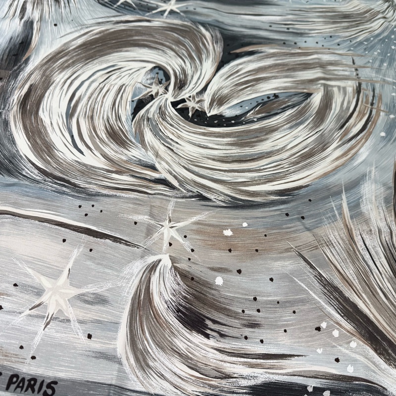 Hermes 巴黎星星咖啡絲90*90方巾-4