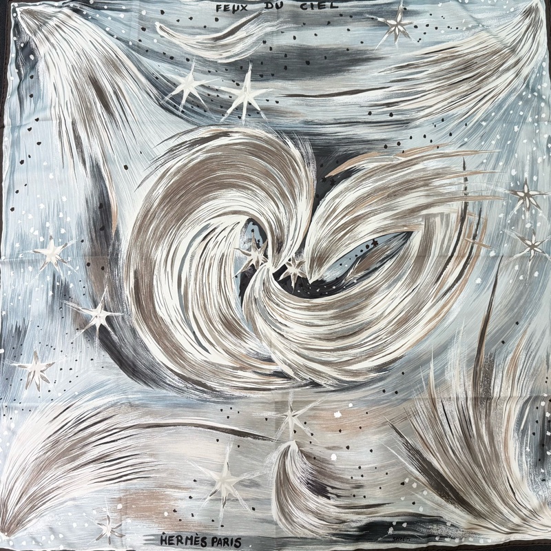 Hermes 巴黎星星咖啡絲90*90方巾-6