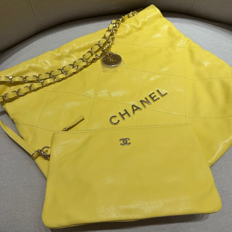 Chanel黃色22 bag small-11