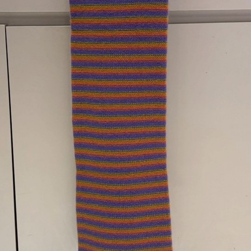 Hermes 紫橘黃橫條 cashmere 短圍巾-0