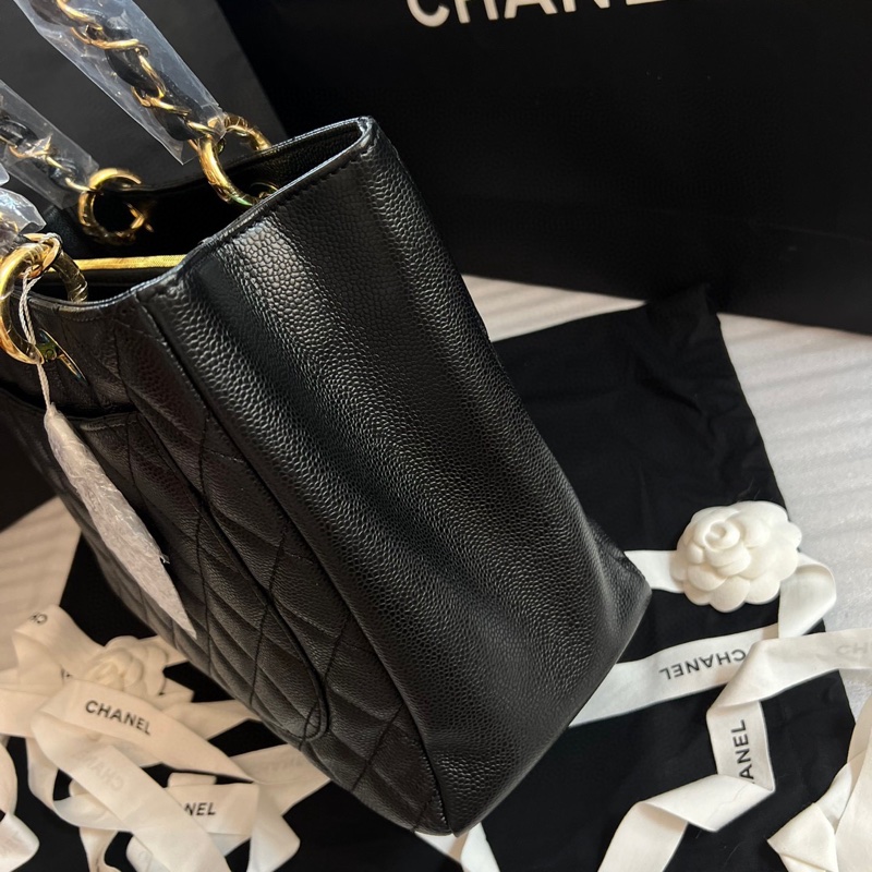 Chanel  gst 黑金 荔枝紋皮 19鐳射 附件塵袋-2