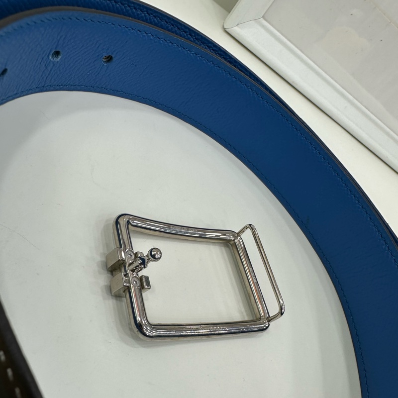 Hermes愛馬仕男士經典32mm雙面皮帶黑拼金棕95碼,金色方銀扣 Y刻-3