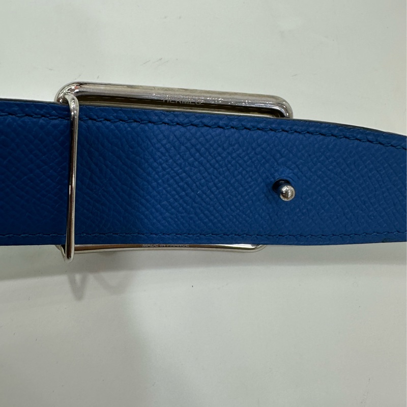 Hermes愛馬仕男士經典32mm雙面皮帶黑拼金棕95碼,金色方銀扣 Y刻-6