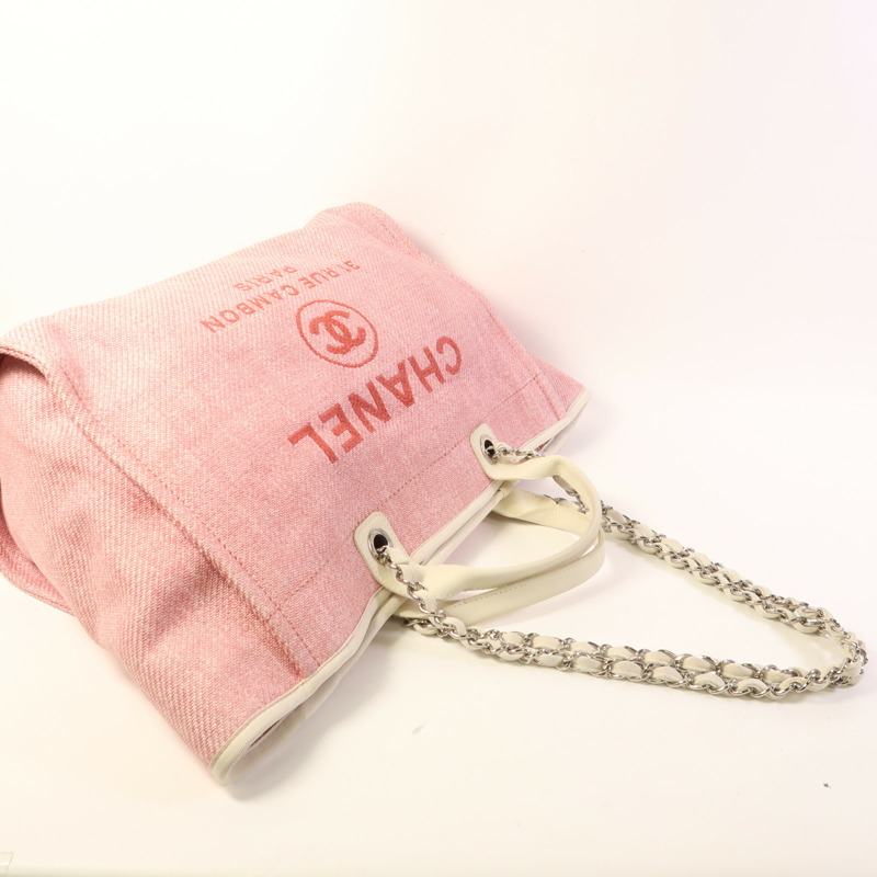 CHANEL Straw Deavuille Tote銀扣手挽肩背兩用袋-7