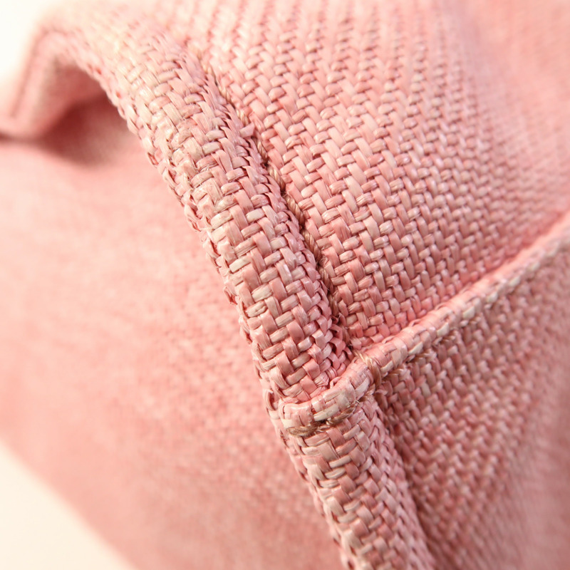 CHANEL Straw Deavuille Tote銀扣手挽肩背兩用袋-10