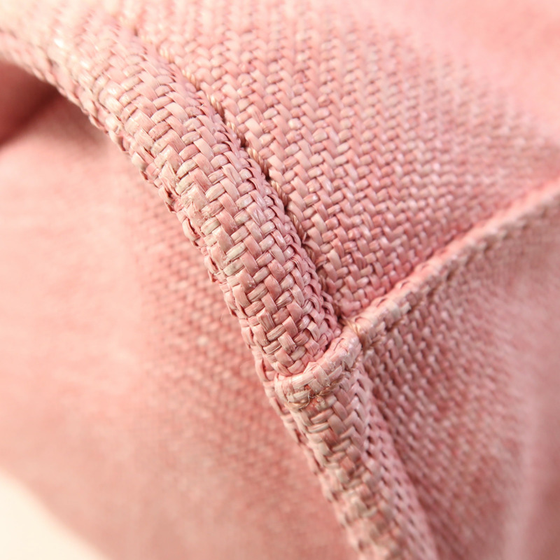 CHANEL Straw Deavuille Tote銀扣手挽肩背兩用袋-12