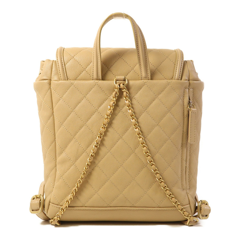 CHANEL 牛皮皮革Filigree Backpack金扣背包-1