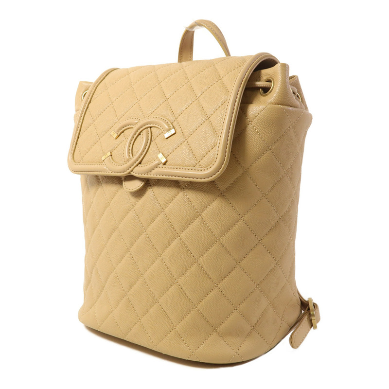 CHANEL 牛皮皮革Filigree Backpack金扣背包-2