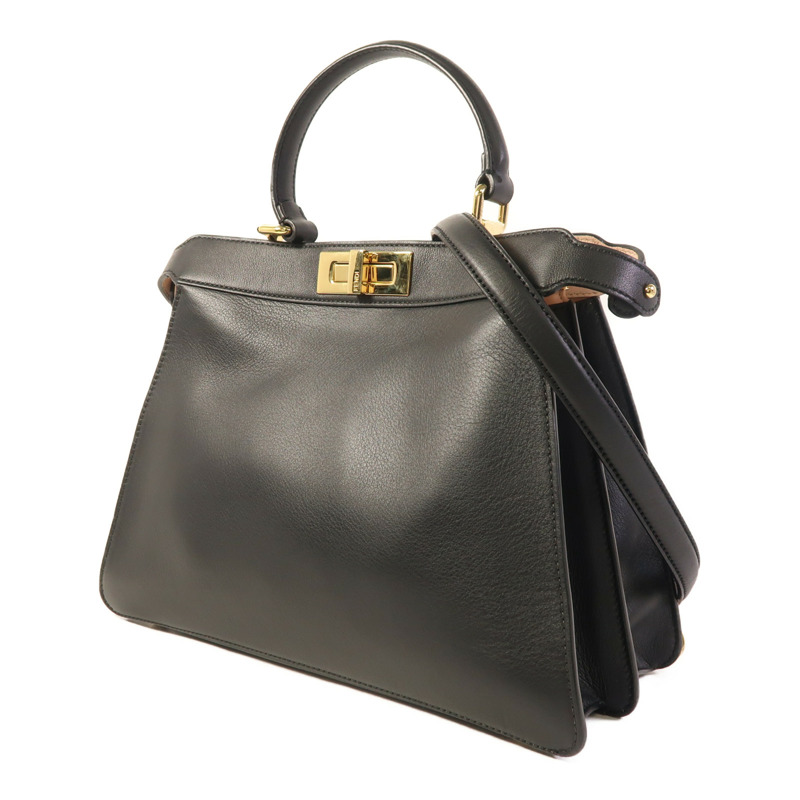 FENDI 牛皮皮革Peekaboo I See U Medium金扣手挽肩背兩用袋-2